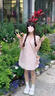 微光里法式甜美粉紅吊帶花苞連衣裙女夏小個(gè)子設(shè)計(jì)感a字蓬蓬蝴蝶結(jié)短裙 粉紅色 M 曬單實(shí)拍圖