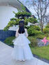 思妙星女童晚禮服輕奢小眾高端生日花童女孩公主裙兒童主持人鋼琴演出服 灰色長款 110 曬單實(shí)拍圖