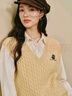 茵曼（INMAN）茵曼2025冬女裝新款米雷聯(lián)名合作老錢(qián)風(fēng)絞花針織馬甲 黃色 XL 曬單實(shí)拍圖