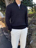 馬標(biāo)拉爾夫勞倫保羅美國polo針織衫毛衣羊毛衫男士麻花半高領(lǐng)拉鏈套頭絞花編結(jié)老錢風(fēng) 寶藍(lán) M 110-130斤 曬單實拍圖