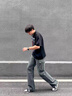 POUM男裝春秋季長褲子男潮牌2025新款工裝褲男vibe風(fēng)直筒休閑褲男士 SM-DS19深灰色 XL 【120-140斤】 碼偏小建議拍大一碼 曬單實拍圖