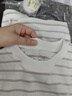 無印良品（MUJI）女式 條紋 圓領(lǐng)短袖T恤 上衣打底衫女款內(nèi)搭女裝女士 淺灰色條紋 L (165/88A) 曬單實(shí)拍圖