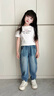 馬克華菲女童牛仔褲春秋款2025新款兒童褲子女孩秋季長(cháng)褲百搭中大童秋裝 深藍J01 120 曬單實(shí)拍圖
