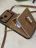 品盟【斜挎掛繩】適用于蘋(píng)果17/16Promax手機殼15Pro卡包皮紋殼13帶鏡子防摔輕奢鏡頭保護女款后殼 【復古棕】羊巴皮珍珠卡包+皮掛繩 蘋(píng)果17Promax 曬單實(shí)拍圖