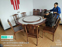 久偉家具烏金木餐桌椅組合新中式實(shí)木包邊巖板大圓桌簡(jiǎn)約家用帶電磁爐飯桌 1.6米一桌8椅（送轉盤(pán)） 曬單實(shí)拍圖