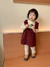班喜迪女童連衣裙秋裝2025新款洋氣寶寶周歲禮服兒童毛衣公主裙春秋裙子 紅色 90 cm 曬單實(shí)拍圖