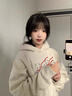 魯雅爾可愛小狗印花連帽衛(wèi)衣女秋季新款韓版潮流寬松小個(gè)子顯瘦遮pp外套 白灰色 L 曬單實(shí)拍圖