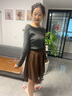 闊色灰色一字肩顯瘦長(cháng)袖針織衫女2025秋季新款氣質(zhì)內搭打底衫毛衣 灰色 L 曬單實(shí)拍圖