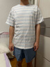 蕉內（Bananain）王一博同款305H純棉睡衣男女士100%棉情侶家居服短袖短褲套裝夏季 【短褲款條紋-男】水晶藍橫條紋 L 曬單實(shí)拍圖