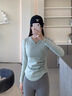 雪茜曼（XUEXIMAN）瑜伽服女上衣帶胸墊修身顯瘦春秋運動(dòng)上衣長(cháng)袖T恤專(zhuān)業(yè)跑步健身服 曬單實(shí)拍圖