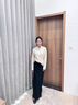 皮爾卡丹（pierre cardin）2024新款100%純羊毛交叉領(lǐng)氣質(zhì)休閑時(shí)尚羊毛針織衫女寬松外搭上衣 白色 M 曬單實(shí)拍圖