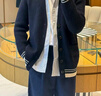 Calvin KleinJeans25秋冬新款男女情侶休閑學(xué)院風(fēng)ck提花紐扣V領(lǐng)針織開(kāi)衫外套 曬單實(shí)拍圖