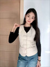 反季2025新款羽絨棉馬甲女短款加絨背心貼身加厚坎肩修身保暖內(nèi)膽 米白色【加絨女士修身馬甲】 加厚 XL 建議【105-115斤】 曬單實拍圖