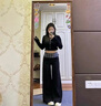 圣保美黑色西裝闊腿褲女夏季2025新款小個(gè)子穿搭慵懶風(fēng)寬松休閑褲子套裝 【黑色上衣+黑色褲子】套裝 L 碼 曬單實(shí)拍圖