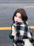 CharisKitty小c&k圍巾女秋冬季2025新款韓系氛圍感披肩保暖格子圍脖生日禮物 CK圍巾-黑灰色【限定禮盒包裝】 曬單實拍圖
