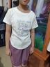 歐洛黛短袖t恤女2025夏季新款寬松下擺弧形半袖體恤上衣正肩顯瘦上衣女 白色(樹(shù)葉花） M 建議88-100斤 曬單實(shí)拍圖