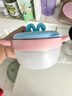 COOKSS嬰兒輔食碗恒溫注水保溫碗316不銹鋼寶寶嬰幼兒吃飯兒童餐具淺藍 曬單實(shí)拍圖