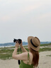 JIOESC法式平頂草帽女夏季新款大頭圍海邊沙灘禮帽編織防曬太陽(yáng)帽子夏季 卡其色法式平頂草帽【黑帶】 曬單實(shí)拍圖