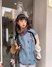 蕓蕁外套女2025新款外套女立領(lǐng)春秋夾克上衣韓版寬松撞色拼接藍色棒球 藍色 S 建議80-90斤左右 曬單實(shí)拍圖