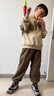 木木屋（mumuwu）品牌童裝男童套裝加絨加厚兒童運動(dòng)服秋冬保暖中大童衣服男孩冬裝 卡其色 150 適合140-150cm年齡11-12歲 曬單實(shí)拍圖