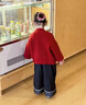 Burwilde國際品牌女童套裝春秋季2025新款洋氣兒童寶寶時(shí)髦休閑毛衣牛仔褲 紅色[三件套] 110 cm 曬單實(shí)拍圖