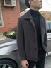 花花公子男士毛呢外套短款金貂絨毛呢大衣男新款加厚秋冬呢子冬季外套外穿 灰色. L 建議105-120斤 曬單實拍圖
