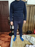 雅鹿男士綿羊絨保暖內衣套裝冬季五層夾棉巨厚加絨加厚男家居服冬天 藏青-【一套裝】巨厚綿羊絨 3XL 巨厚綿羊絨【150-175】斤 曬單實(shí)拍圖
