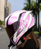 JDSJDS摩托車(chē)頭盔3C認證男女機車(chē)帥賽車(chē)安全四季全盔騎行藍牙耳機槽 能量粉+贈鍍粉鏡片日夜通用 M碼【54-55頭圍】 曬單實(shí)拍圖