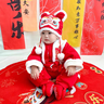 迪士尼（Disney）新年嬰兒衣服秋冬款加絨加厚新生兒寶寶夾棉連體衣嬰兒冬季爬服 2369紅色 單件衣服 66cm 建議3-6個(gè)月12-14斤 曬單實(shí)拍圖