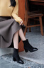 萊爾斯丹優(yōu)雅拼接瘦瘦靴秋季新款通勤小香風(fēng)時(shí)裝靴粗跟短靴子6T56401 松露黑 BKF 37 曬單實(shí)拍圖