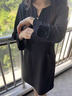 愛(ài)特愛(ài)（EITIE）極簡(jiǎn)高級感直筒小黑裙2025秋季新款V領(lǐng)純色長(cháng)袖連衣裙C2507830 極簡(jiǎn)黑20 L 曬單實(shí)拍圖