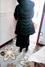 高檔亮面免洗羽絨棉服女中長(cháng)款洋氣新款修身棉襖中年女士棉衣外套 墨綠色 【帽子可脫卸】 2XL 105-120斤 曬單實(shí)拍圖