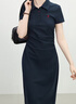 范思藍恩天才少女學院風polo連衣裙女2025夏新款長款收腰裙子2179 藏青色 M 曬單實拍圖