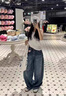 棉致美式復古彎刀牛仔褲子女新款秋冬季潮流小個(gè)子高腰寬松闊腿長(cháng)褲 936藍色【高品質(zhì)】 L 110-125斤 曬單實(shí)拍圖