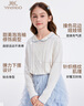 英氏（YEEHOO）女童毛衣兒童羊毛混紡上衣中大童裝保暖長(cháng)袖甜美內搭秋 白色 170 曬單實(shí)拍圖