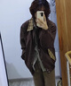 POUM男裝聯(lián)名情侶格子外套男新款日系復古學(xué)院風(fēng)寬松潮牌青少年夾克男 NFJQ-W91咖色 XL 曬單實(shí)拍圖