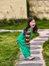 G.DUCKKIDS童裝女童套裝春秋季2025新款兒童服裝女小恐龍寶寶衣服T恤背帶褲 綠色 90 適合80-90年齡1-2歲左右 曬單實拍圖