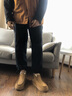CUCLNOT ONLY TREND懶人一腳蹬皮毛一體男士松緊帶短筒雪地靴冬季保暖防滑大碼棉鞋 栗色 加絨 羊皮毛一體 42 (260mm) 【男碼】運動(dòng)鞋尺碼 曬單實(shí)拍圖
