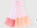 迷你巴拉網(wǎng)紗連衣裙女童撞色甜美蝴蝶結A擺無(wú)袖公主裙 曬單實(shí)拍圖