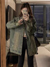 RHUDE FOG品牌女裝復(fù)古牛仔外套女2025春秋新款寬松韓版燙鉆重工滿天星 牛仔藍(lán) M 曬單實(shí)拍圖