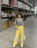 Khwfjas一線(xiàn)品牌復古高腰直筒牛仔褲女2025夏季新款寬松顯瘦休閑長(cháng)褲 檸檬黃（長(cháng)褲） （禮盒包裝） L (體重:113-125斤) 曬單實(shí)拍圖