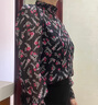 PORTS寶姿 新品女裝復古小立領(lǐng)長(cháng)袖襯衫LN9B010JPS019 黑色印花 XS (2) 曬單實(shí)拍圖