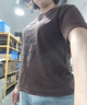 沐依琳短款T恤女短袖韓版寬松2025新款矮個(gè)子女士高腰上衣體恤衫 咖色車輪【純棉】 L 建議100-110斤 曬單實(shí)拍圖
