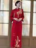 泰勒馬丁紅色新中式旗袍訂婚禮服女2025新款婚紗新娘主紗敬酒服回門(mén)服婚服 DF101長(cháng)袖 S 曬單實(shí)拍圖