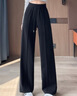 自由系闊腿褲女春季2025新款高腰顯瘦寬松垂感仿羊絨糯米直筒休閑褲子 曬單實(shí)拍圖