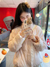 韓璐嬌（hanlujiao）甜美可愛(ài)蝴蝶結刺繡粉色羽絨棉服女2025冬季新款小個(gè)子短款面包服 粉色 M 曬單實(shí)拍圖