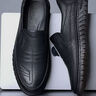 回力君牛皮鞋斷碼男鞋真皮軟皮透氣商務(wù)休閑鞋牛筋軟底中老年爸爸鞋懶人 黑色 41 曬單實(shí)拍圖