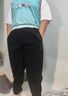 小豬托尼男童褲子秋裝運(yùn)動(dòng)長褲兒童衛(wèi)褲親膚胖童中大童8-15歲休閑褲青少年 側(cè)邊拼布長褲黑 190 合適175-180身高，170-200斤 曬單實(shí)拍圖