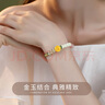 中國黃金（CHINA GOLD）玫瑰花黃金手鏈女足金淺晴和田玉手串紀念日生日禮物送女朋友老婆 京速達-足金玫瑰花手繩【紀念品】 曬單實(shí)拍圖
