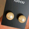 AJIDOU阿吉豆爆款仿珍珠耳釘925銀針精致百搭正圓大珍珠七夕米白10mm 曬單實拍圖